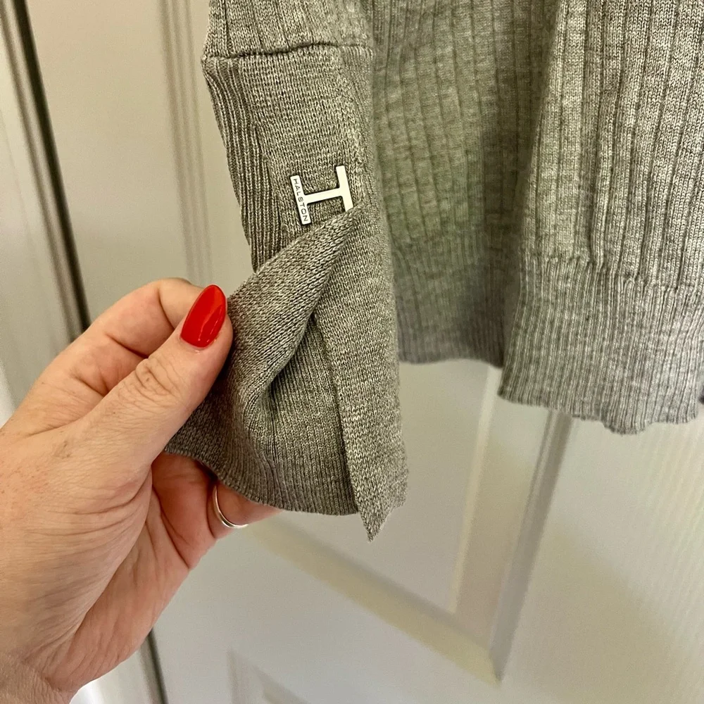 Halston Heritage Heather Gray Ribbed Turtleneck Sweater - Picture 3 of 6